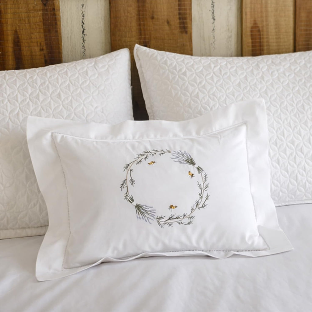 Jacaranda Living Embroidered Boudoir Pillow Cover – Handcrafted Embroidery, Fine Italian Cotton, Decorative Pillow Accent for Bedroom &…