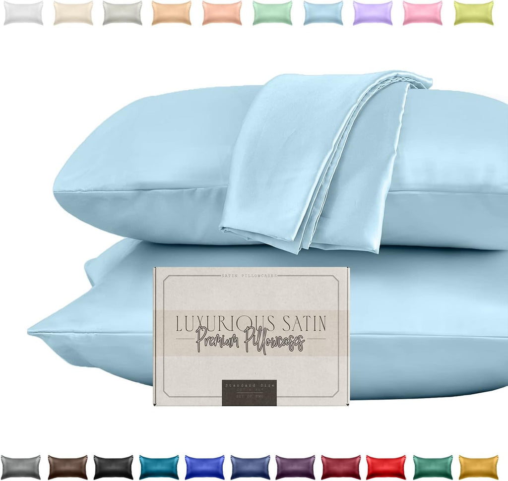 Elegantcomfort Elegant Comfort Silky and Luxurious 2-Piece Satin Pillowcase Set for Healthier Skin and Hair, Hidden Zipper Closure and Beau…