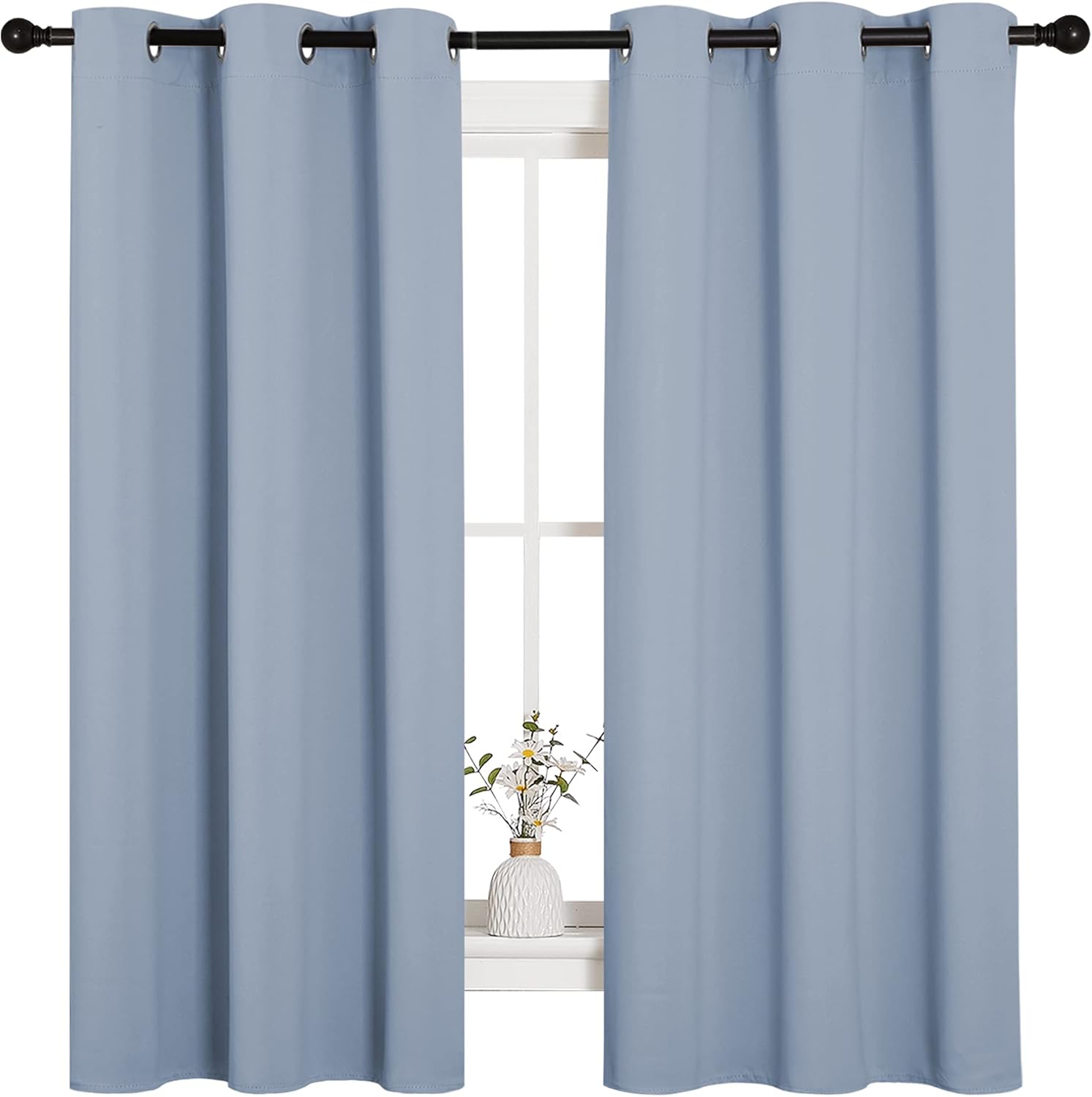 NICETOWN Bedroom Blackout Curtains for Windows, Vintage Blue Window Treatment Drapes, Home Fashion Thermal Insulated Blackout Curtain…