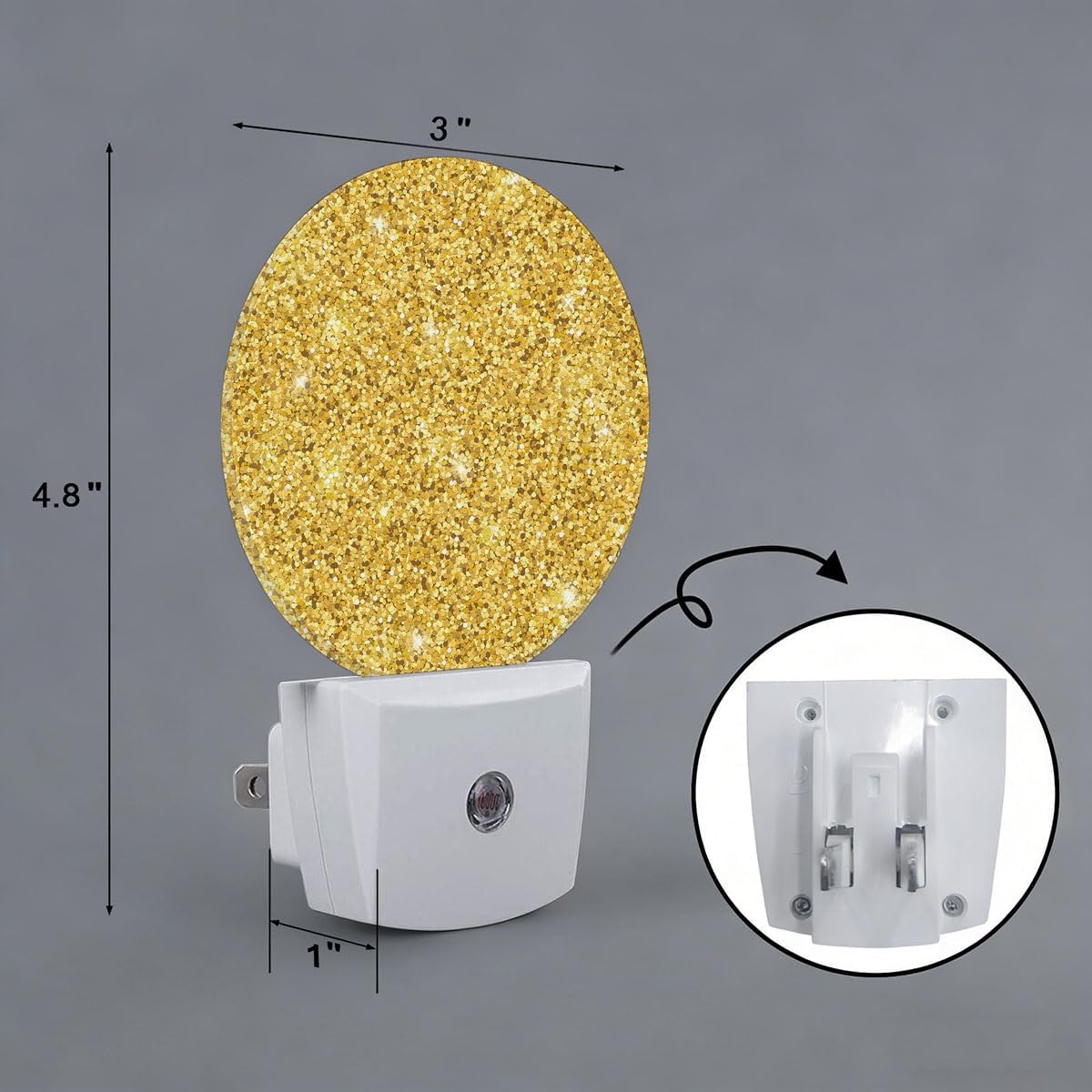 Gold Glitter Shine Night Light Plug-in Sleep Lamp Led Dusk to Dawn Night Light for Bedroom