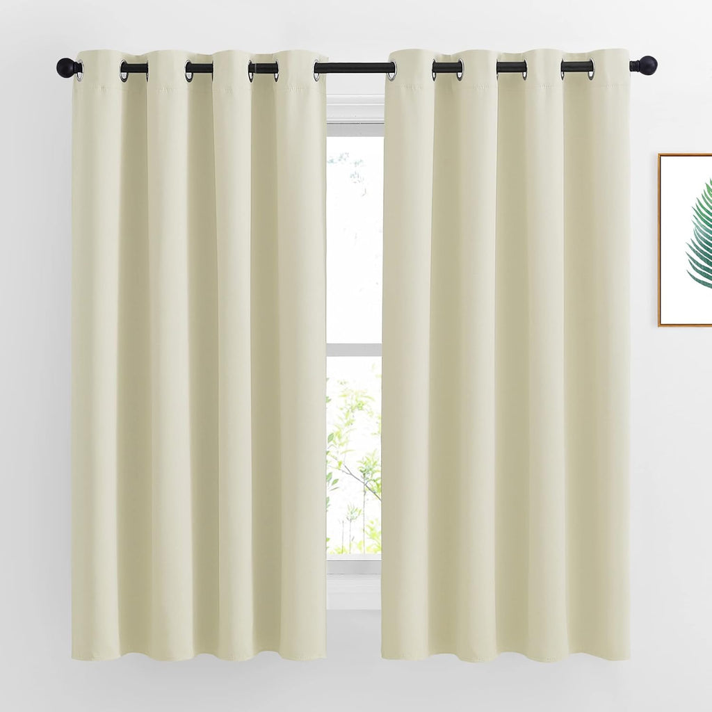 Nicetown Bedroom Curtains Room Darkening Draperies - Grommet Top Beige Thermal Insulated Energy Saving Privacy Drapes for Apartment/Home Of…