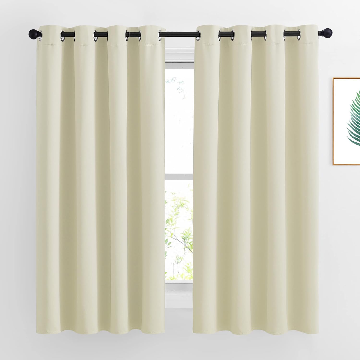 Nicetown Bedroom Curtains Room Darkening Draperies - Grommet Top Beige Thermal Insulated Energy Saving Privacy Drapes for Apartment/Home Of…