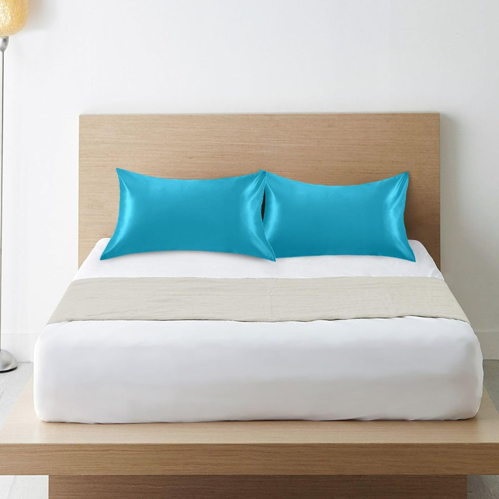 Blue Color Pillow Covers Silk Pillowcase for Hair and Skin Soft Breathable Cooling Satin Pillowcase King Size Pillow Case for Bed Hot…