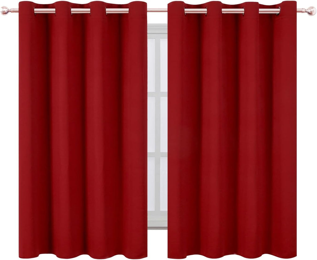 Lemomo Blackout Curtains 66 x 54 Inch Long Red Curtains Set of 2 Panels Room Darkening Curtains for Bedroom and Living Room 54 Inch Red