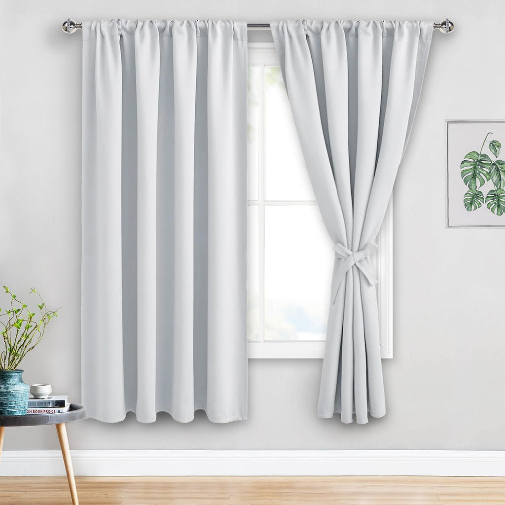 Jiuzhen Curtains for Bedroom - Thermal Insulated Room Darkening Noise Reducing, 52 x 63 Inch Blackout Curtains for Living Room, Light Block…