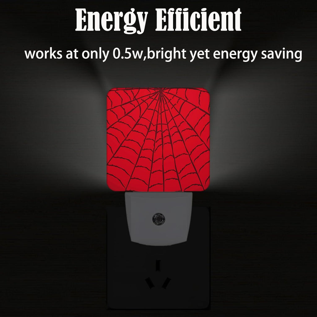 Red Spider Web Night Light, Plug Into Wall Decor for Stairway, Hallway, Kitchen, Dusk to Dawn Sensor Nightlights for Boys/Girls/Women/Men…