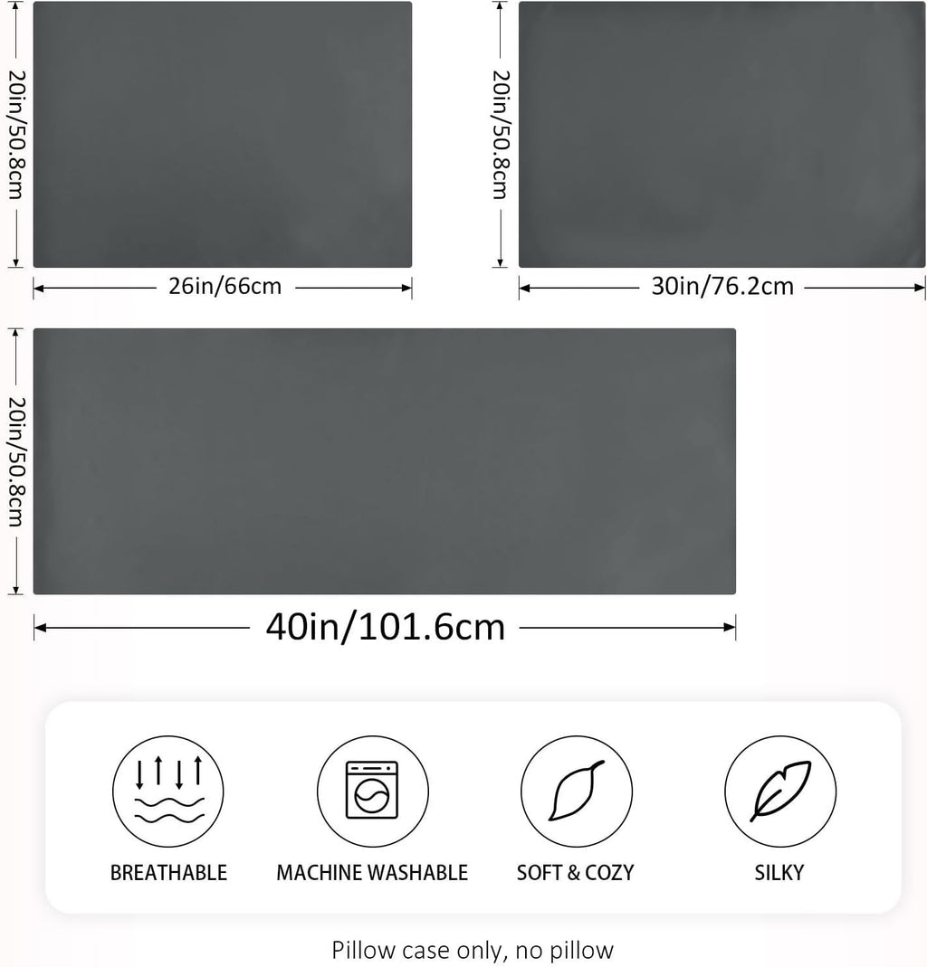 Gray Color Pillow Covers Silk Pillowcase for Hair and Skin Soft Smooth Cooling Satin Pillowcase Queen Size Pillow Case for Hot Sleepers…