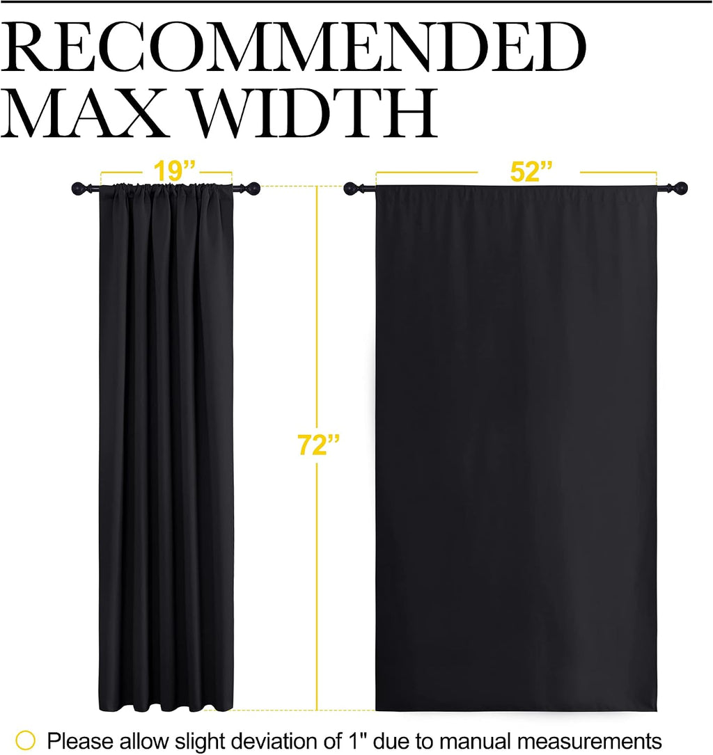NICETOWN Black Blackout Curtain Blinds - Solid Thermal Insulated Window Treatment Blackout Drapes for Bedroom (2 Panels, 52 inches Wide…