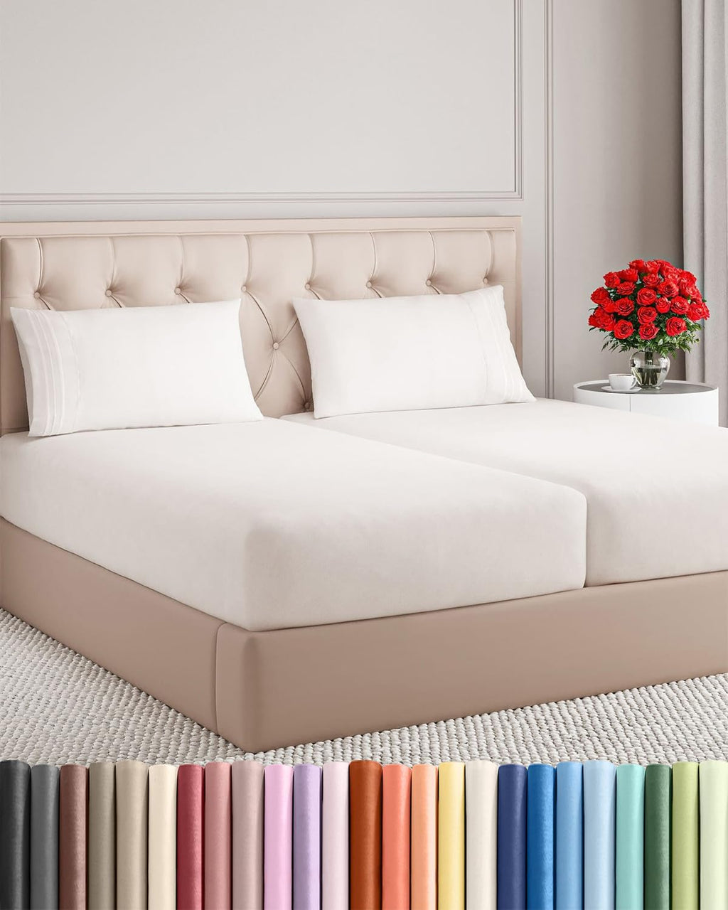 Split King Size 5 Piece Sheet Set - Comfy Breathable & Cooling Sheets - Hotel Luxury Bed Sheets for Women & Men - Deep Pockets, Easy-Fit…