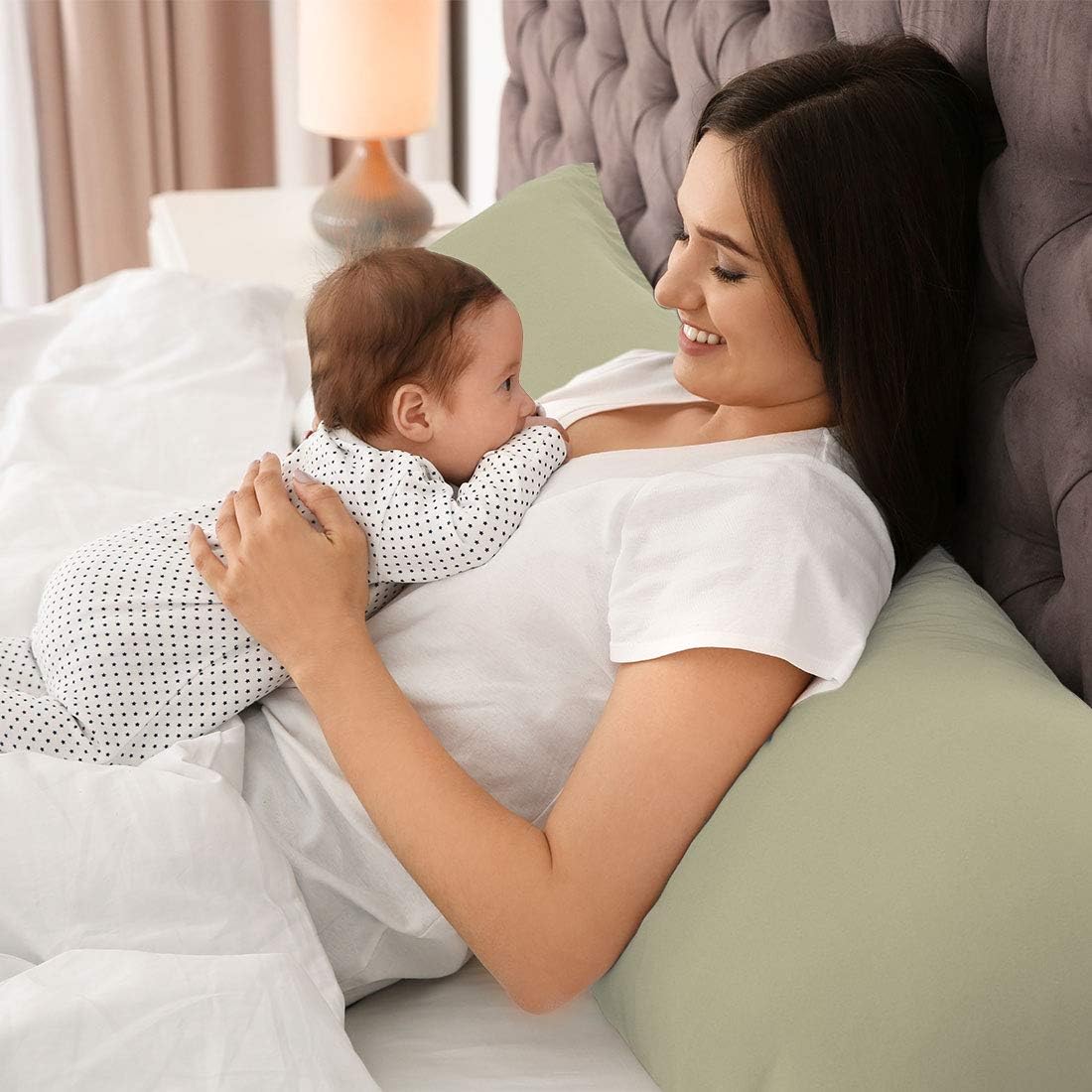 PiccoCasa Body Pillow Case with Zipper Closure, 110 GSM Brushed Microfiber Cover for 20"x48" Body Pillows - Khaki cotton