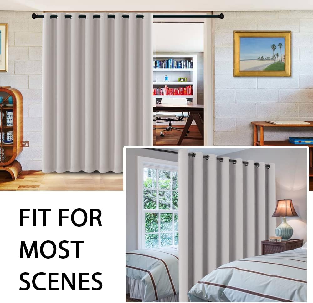 H.VERSAILTEX Blackout Curtains for Sliding Glass Door Room Divider Curtains Noise Reduce Barrier Curtain Panel Portable Window…