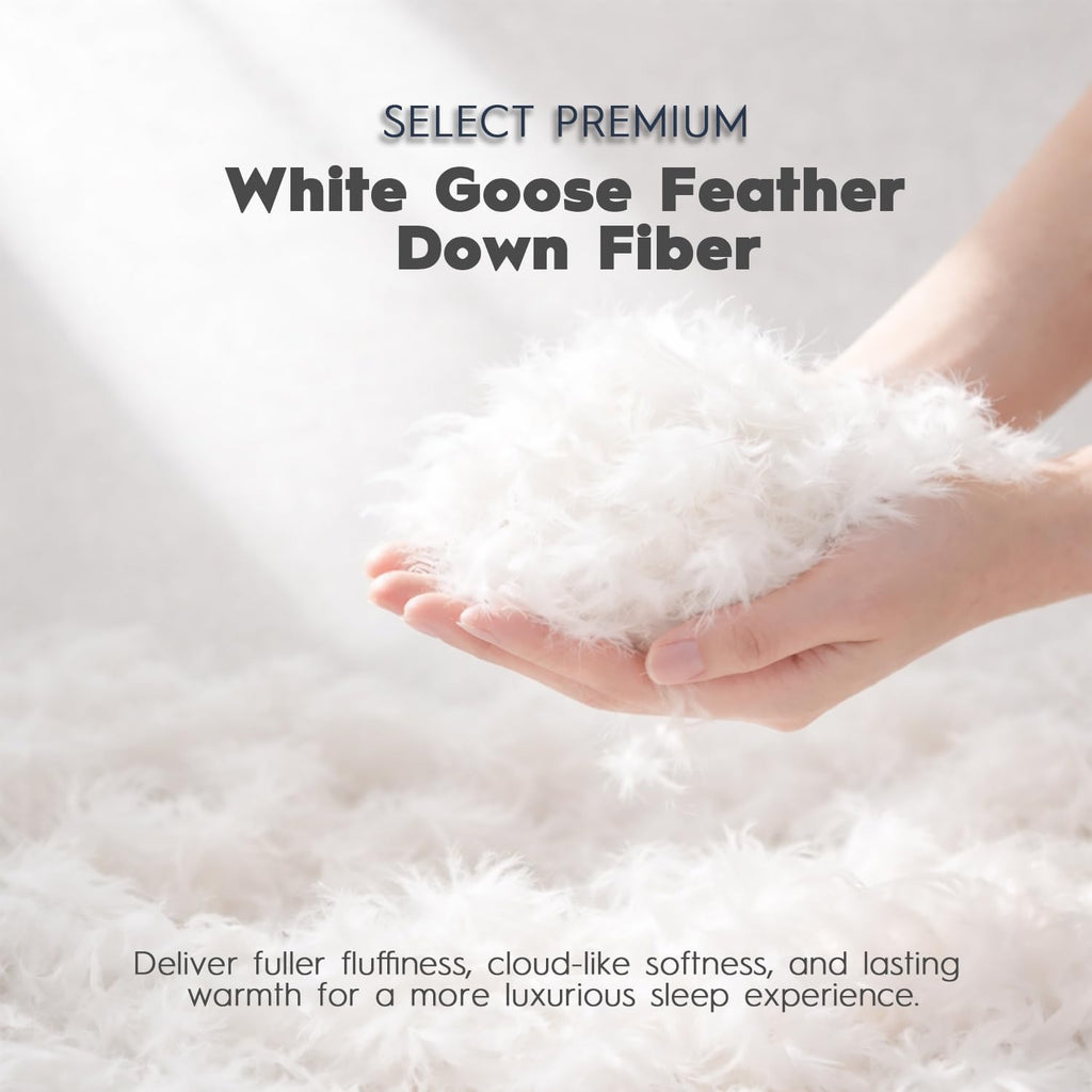 Ubauba Goose Feather Down Fiber Pillows Queen Size Set of 2, Supportive Gusseted Luxury Hotel Pillow, Comfortable Bed Pillow for Sleeping,…
