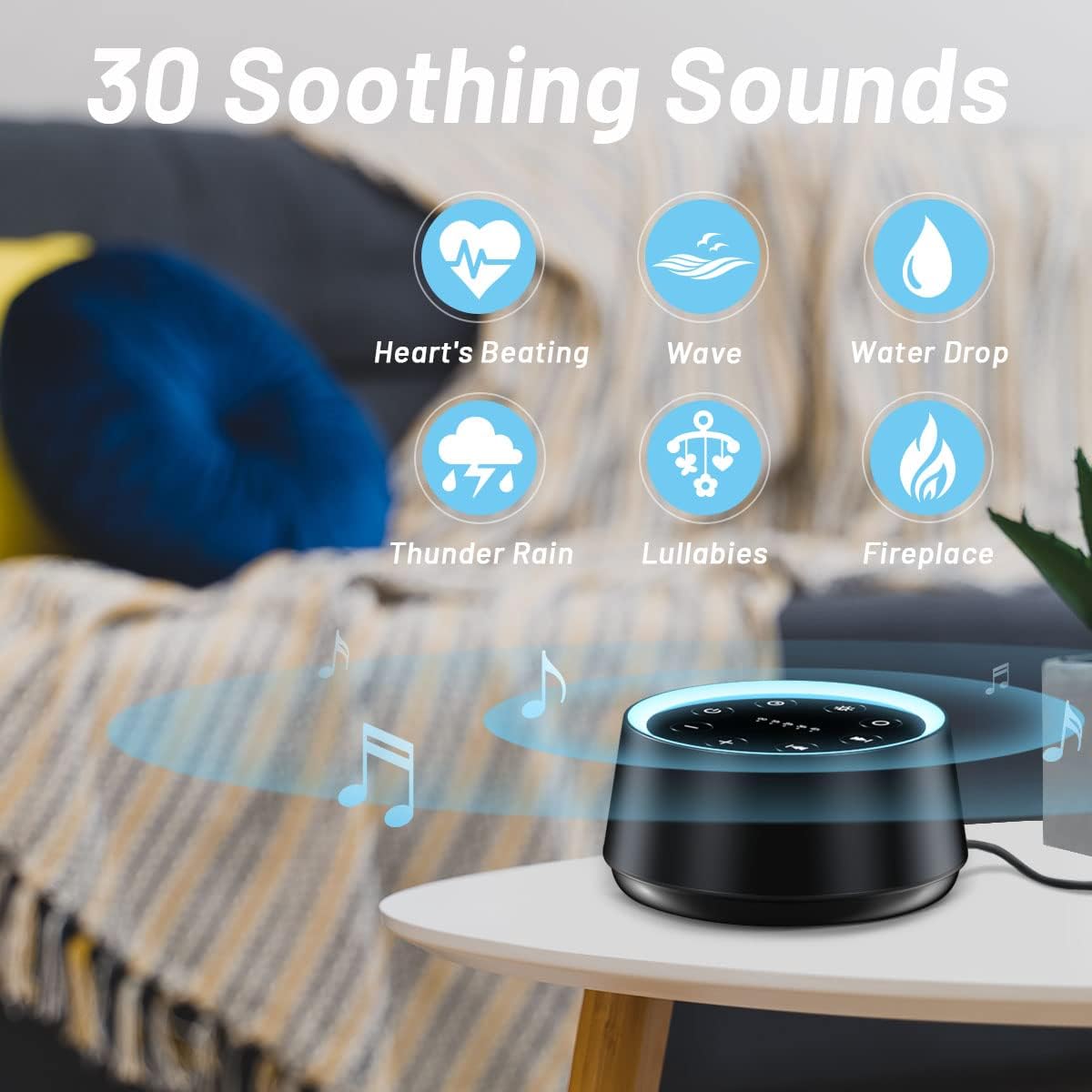 EasyHome Sleep Sound Machine White Noise Machines with 30 Soothing Sounds 12 Adjustable Night Light 10 Adjustment Brightness 32 Levels of V…