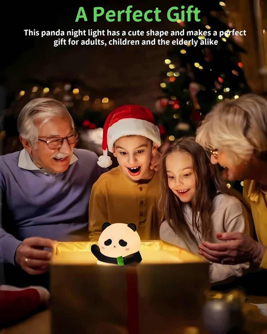 Daixinde Panda Night Light Squishy, 50Hrs Battery Kids Nightlight, Tap Control 2 Brightness, 30Min Auto-Off, Rechargeable Bedside Lamp for…