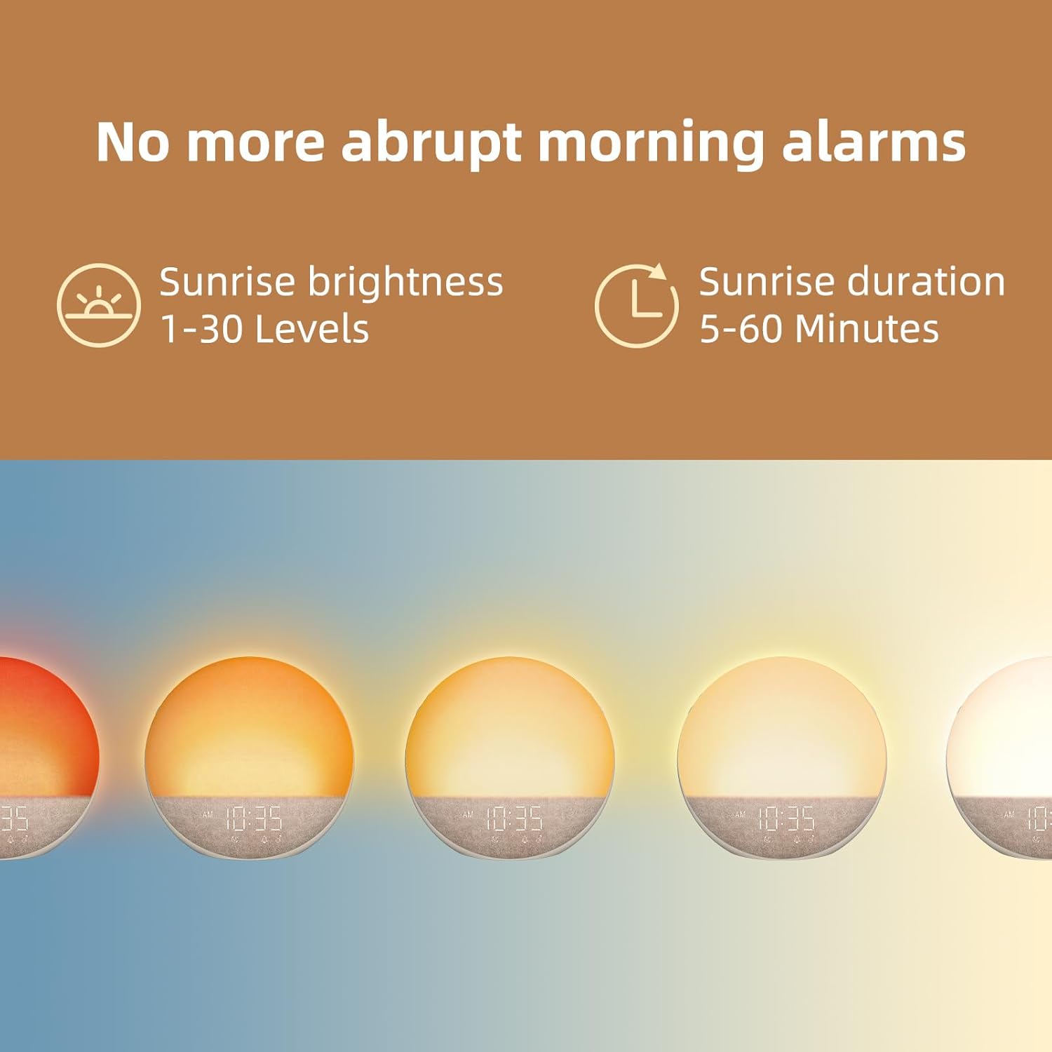 Sunrise Alarm Clock White Noise Machine: Natural Wake Up Light - Dimmable Clock with Bluetooth Speaker for Bedroom - 25 Sleep Sounds for…