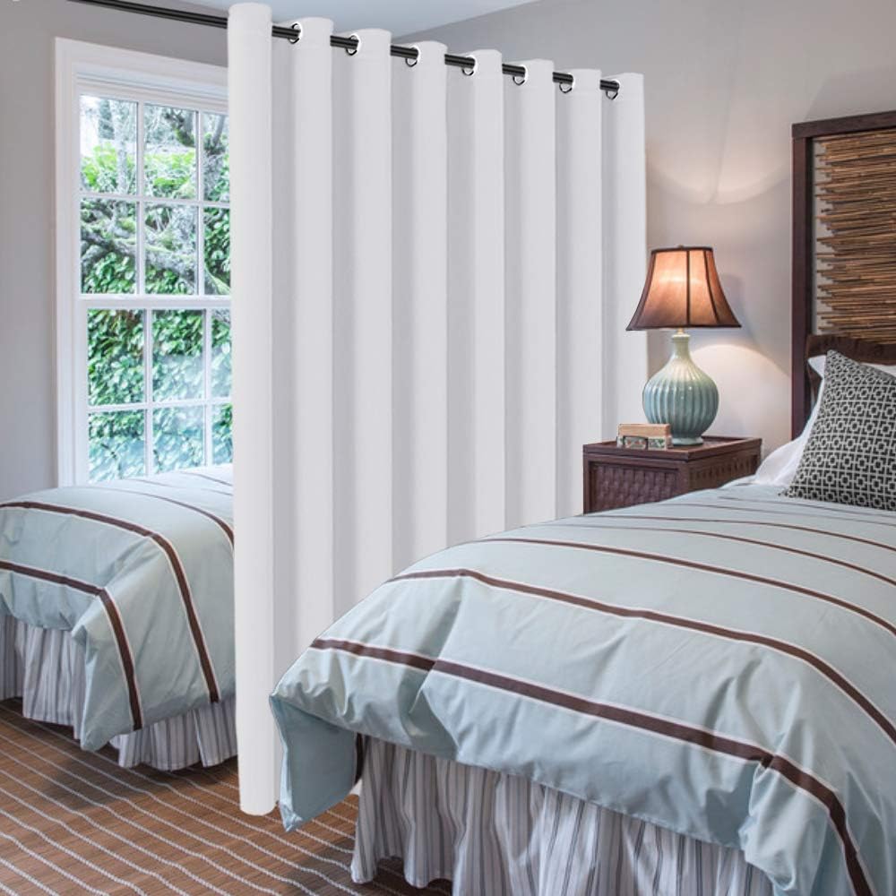 H.VERSAILTEX Patio White Curtains for Sliding Door Extral Wide Curtain Panels Thermal Insulated Room Divider - Grommet Top, 9'…
