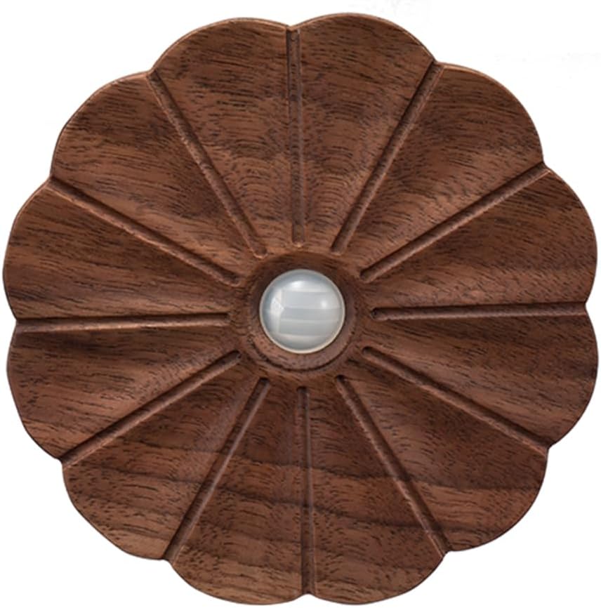 Motion Sensor Night Light Wooden Carved Flower USB Rechargeable Stick-On Step Lights Magnetic Mini Wall Lights for Hallway Bedroom Living…