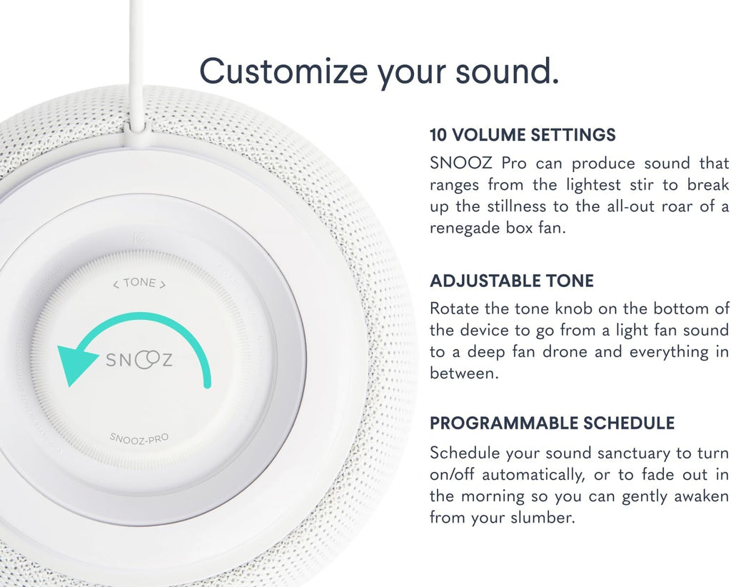Snooz Pro White Noise Sound Machine - Natural Fan Noise, Non-Looping Sound, App Scheduler - Travel Case Included, for Adults & Ba…