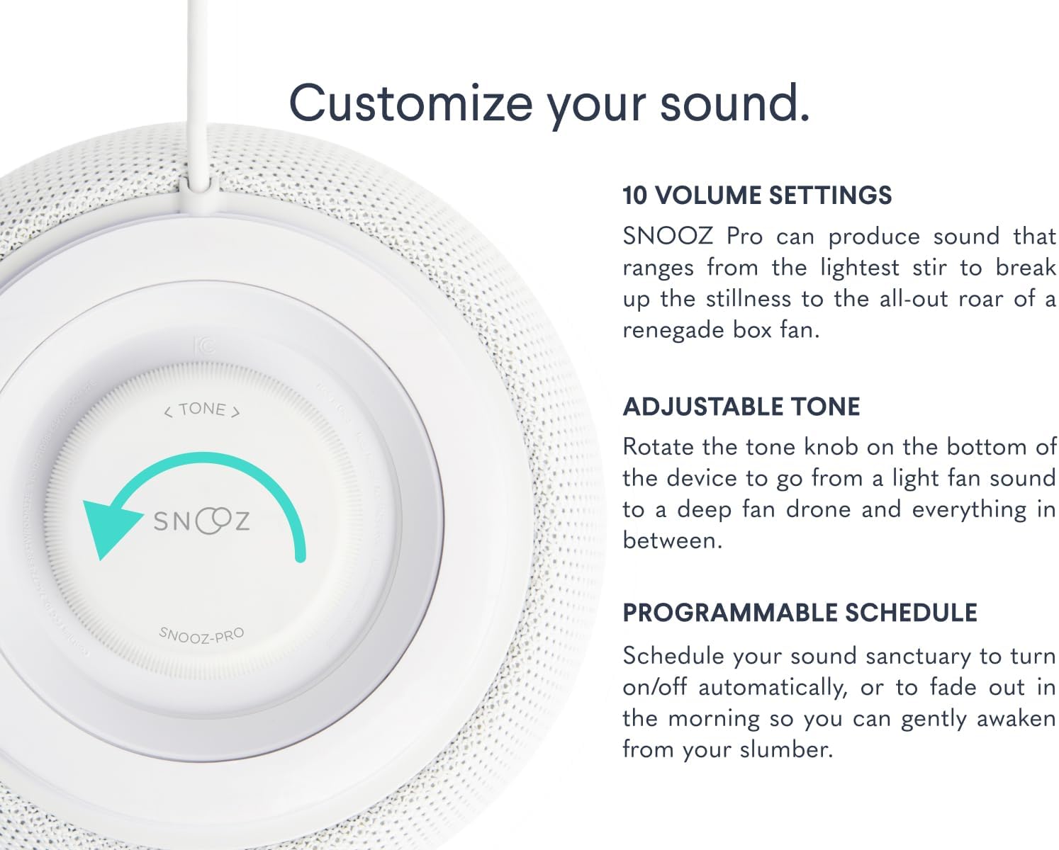 Snooz Pro White Noise Sound Machine - Natural Fan Noise, Non-Looping Sound, App Scheduler - Travel Case Included, for Adults & Ba…