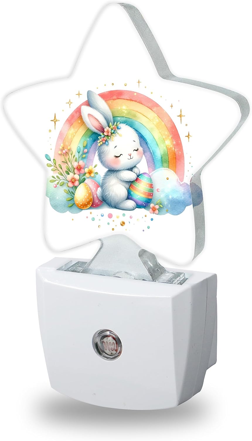 Easter Rabbit Night Lights Plug Into Wall Decorative, Colorful Rainbow Sleep Friendly Lamp, Energy Efficient Dusk-to-Dawn Sensor…