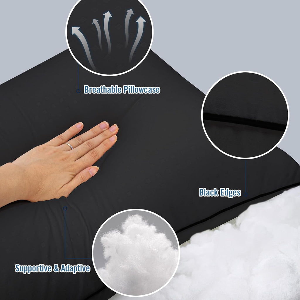 Higoom King Size Bed Pillows for Sleeping 4 Pack, Luxury Hotel Pillows, Comfortable and Supportive, Machine Washable, Suitable for Stomach, Back…