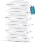 JOLLYVOGUE Bed Pillows Standard Size Set of 6, Cooling and Supportive Full Pillow 6 Pack with Down Alternative Filling for Side and Back…