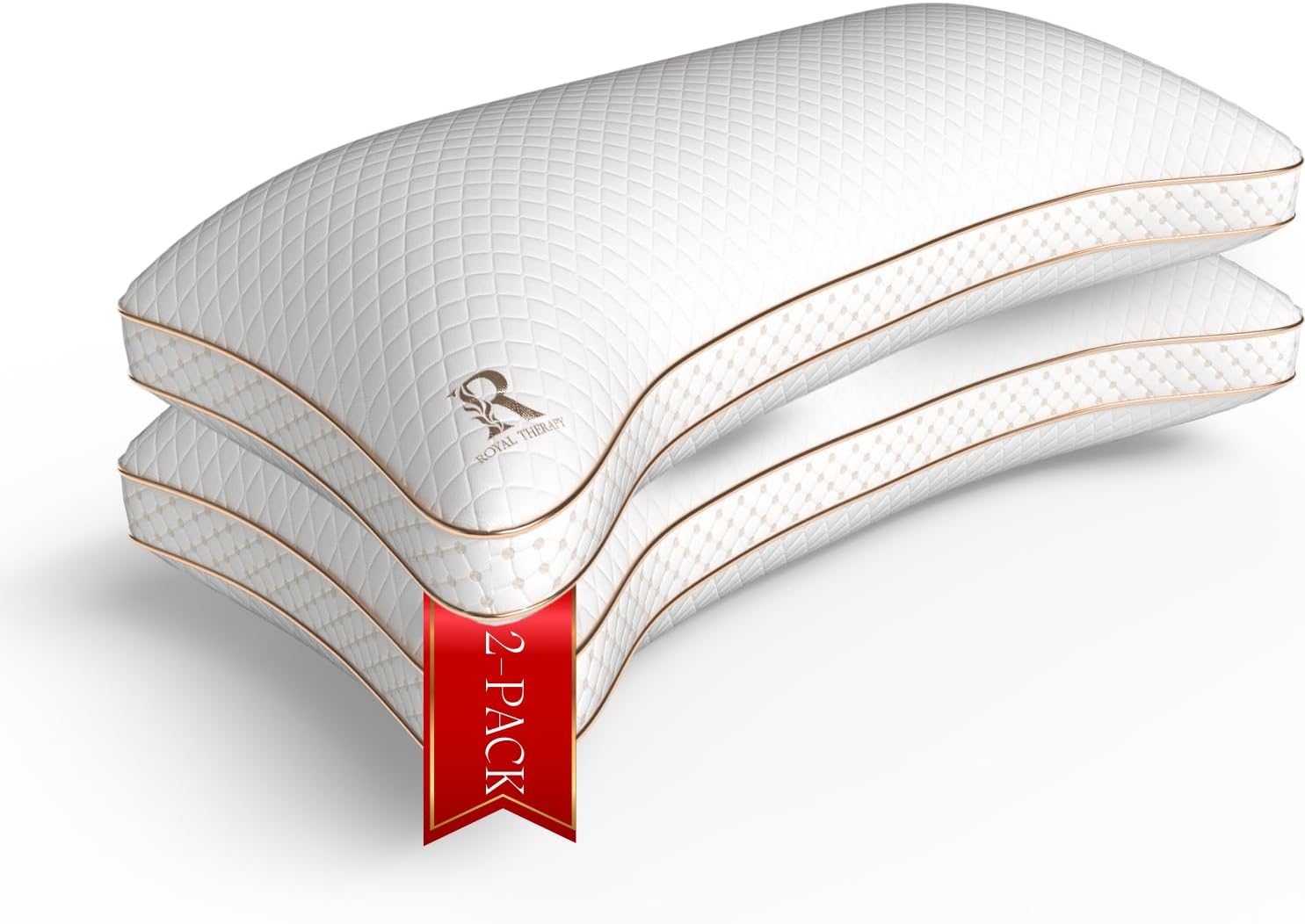 Royaltherapy Royal relaxation Queen 2-Pack Memory Foam Pillow, Adjustable Shredded Odor-Free Cut-Out Bed Pillow for Neck & Shoulder…
