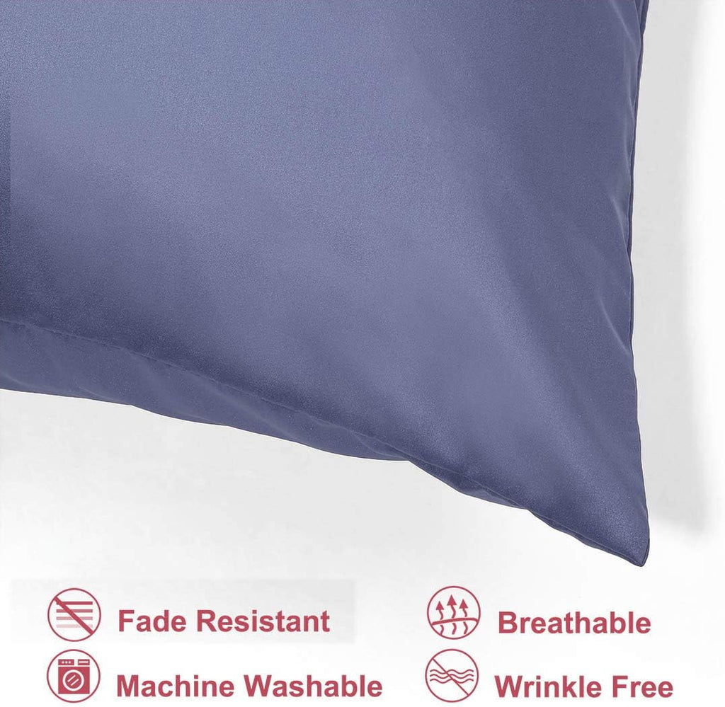 uxcell Travel Satin Pillowcase with Zipper, Super Soft and Luxury, Silky Pillow Cases Covers Set of 2, 14"x20", Slate Gray