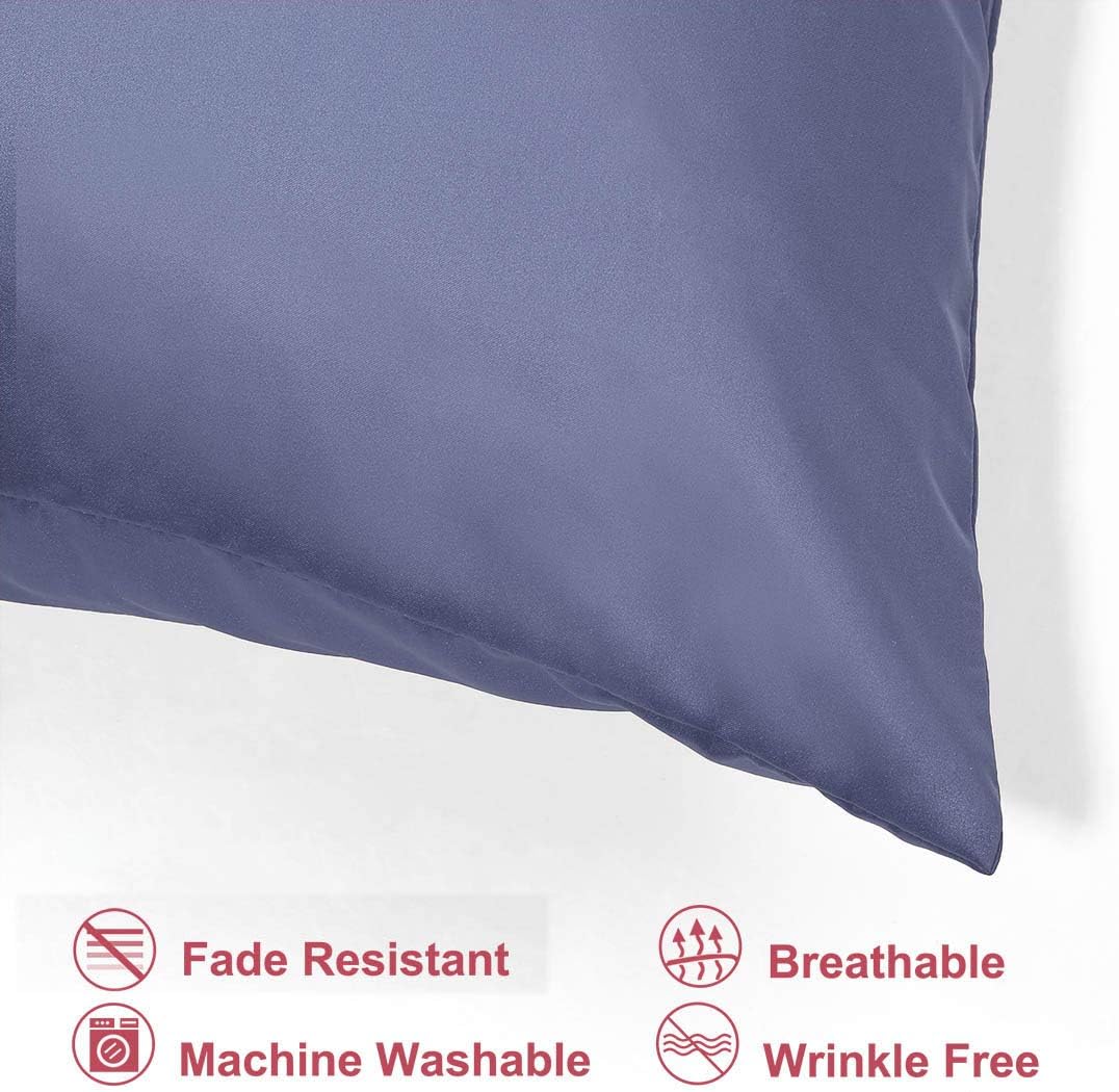 uxcell Travel Satin Pillowcase with Zipper, Super Soft and Luxury, Silky Pillow Cases Covers Set of 2, 14"x20", Slate Gray