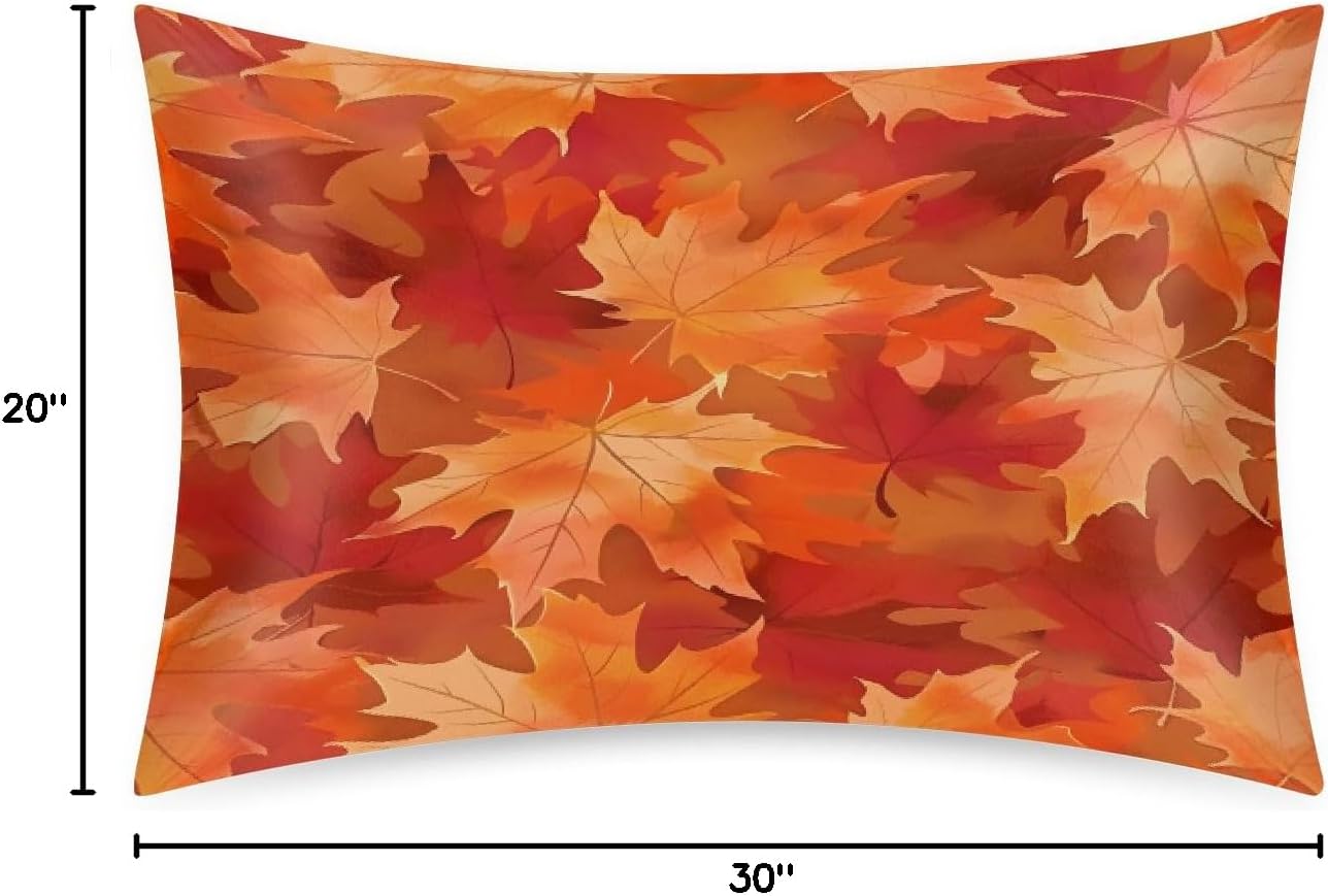 Autumn Maple Fall Satin Silk Pillowcase for Hair and Skin Pillow Cases Queen Size Soft Silk Pillow Case with Envelope Closure Print Satin…