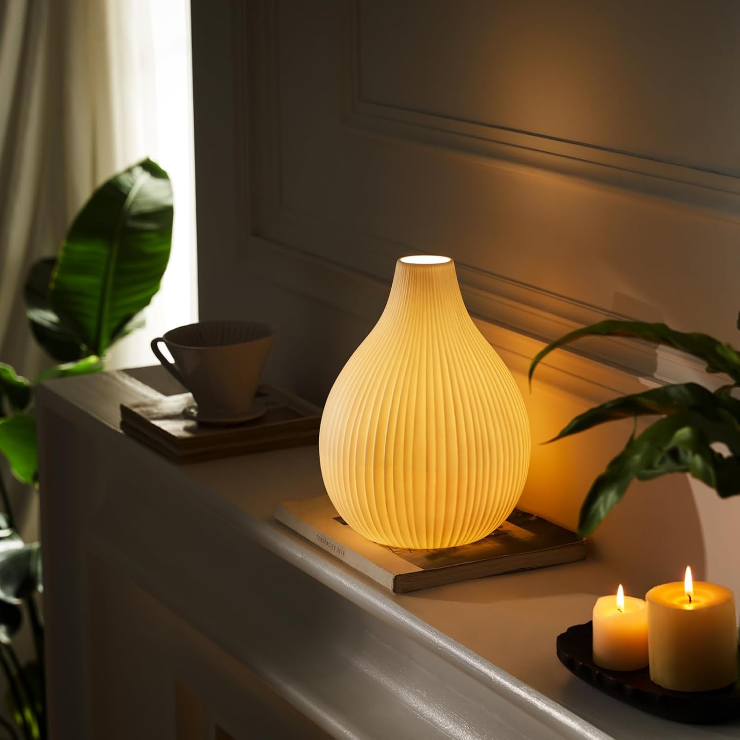 RONDURE 11.0" Modern Ceramic Table Lamp, Fully Dimmable Modern Bedside Lamps for Bedroom, Living Room and Nightstand, White Translucent…
