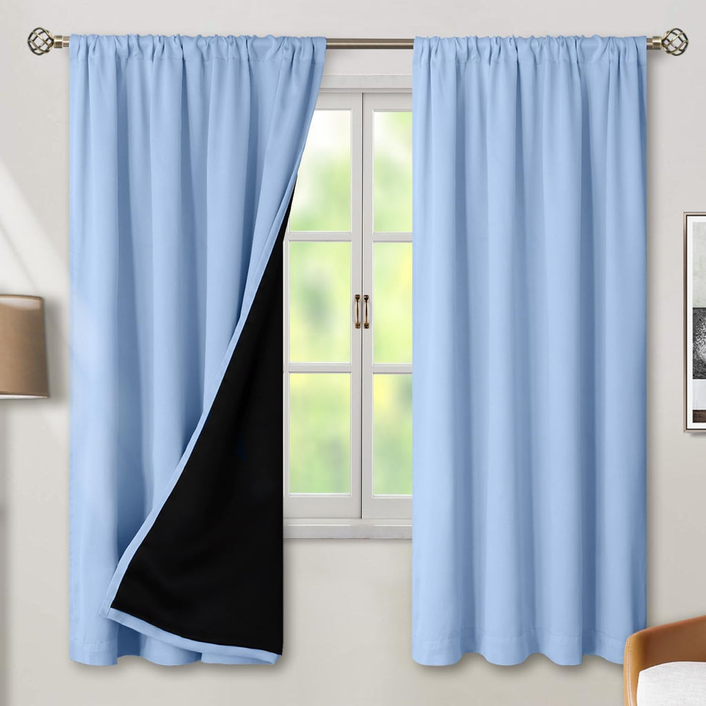 BGment Full Blackout Curtains 72 Inch Length with Thermal Insulation Liner, Double Layer Room Darkening Rod Pocket and Back Tab Window…