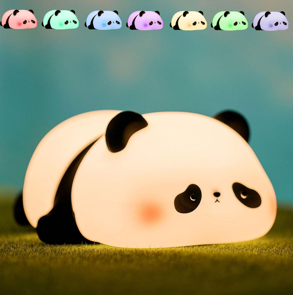Dreaming My Dream Squishy Cute Panda Night Light, Voice Controlled Light with 7 Color Modes Soft Silicone USB Charging Panda Lamp for Kids R…