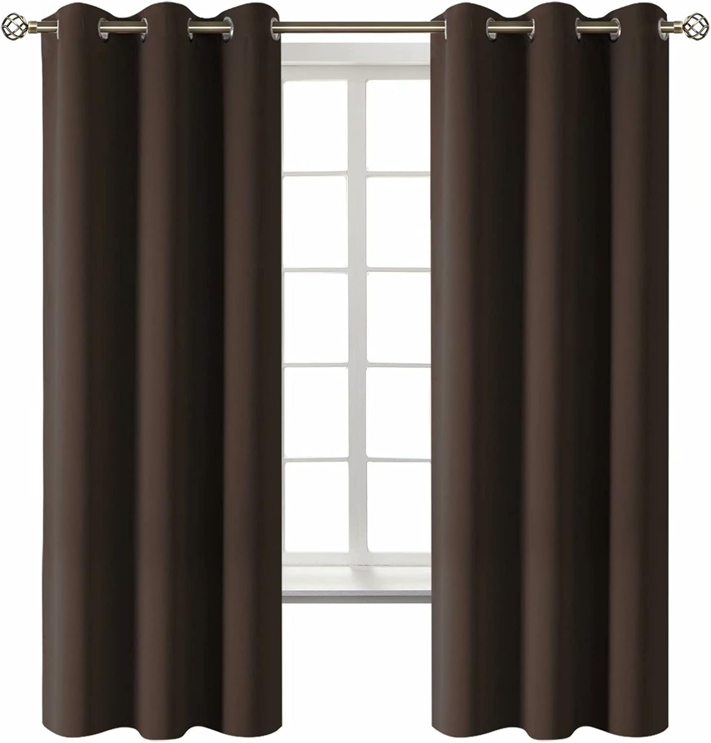 BGment Blackout Curtains for Living Room - Grommet Thermal Insulated Room Darkening Curtains for Bedroom, 2 Panels of 42 x 63 Inch, Brown 6…