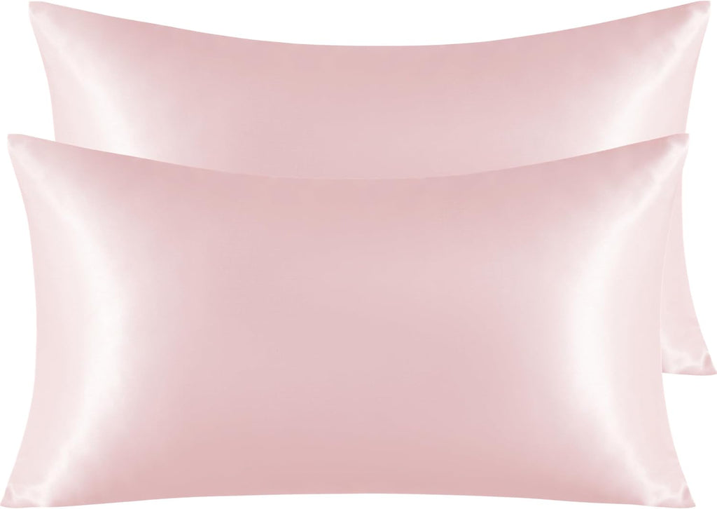 Ntbay 2 Pack Satin King Pillowcases for Hair and Skin, Luxurious and Silky Pillow Cases with Envelope Closure, 20x36 Inches, Light Pink 2 P…