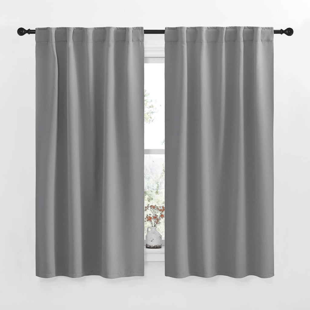 NICETOWN Blackout Curtain Panels for Living Room - (Silver Grey Color) 42x63 Inch, 2 Panels Set, Thermal Insulated Room Darkening…