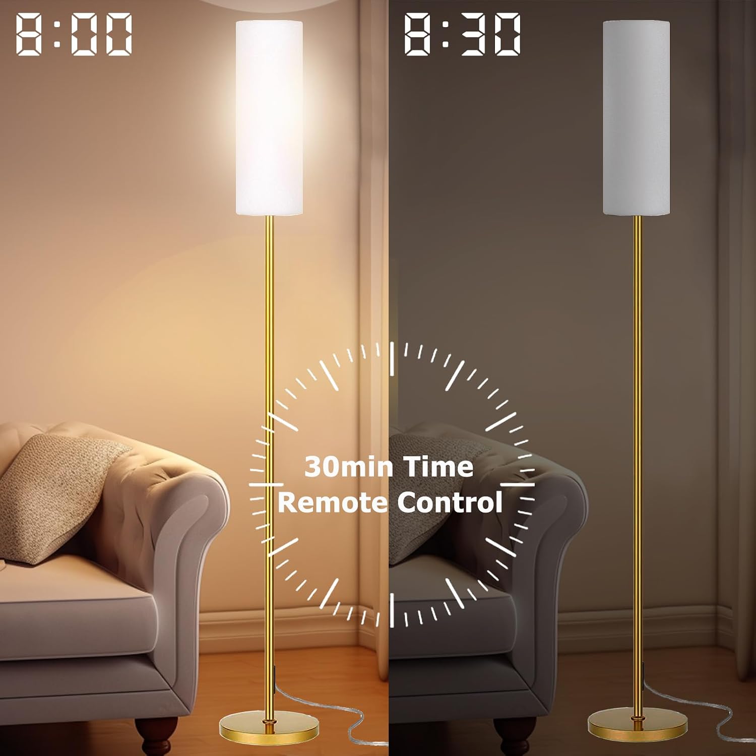 Qaubauyt Smart LED Floor Lamp with APP Control & RGB Colors - Dimmable Standing Lamp for Living Room, Bedroom, Gaming - Remote, Timer, 9W…