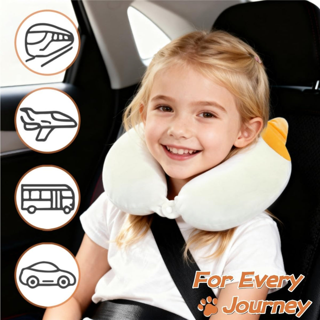 MissSoul Kids Neck Pillow for Travel with Sleep Eye Mask, Cute Travel Neck Pillow, Memory Foam Flight Sleeping Headrest Pillow for Boys & G…