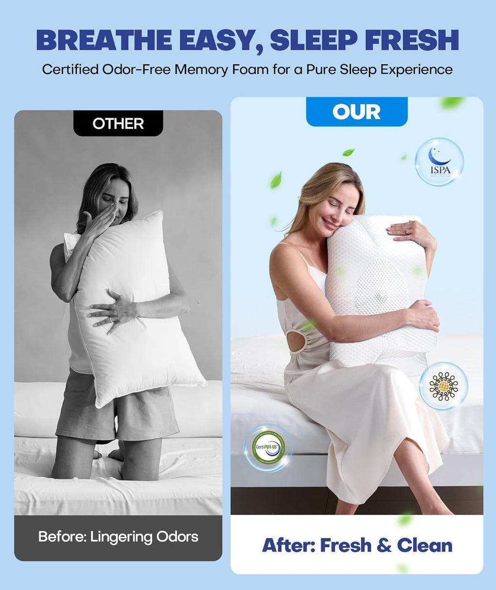 Emircey Clinical-Level Relief Cervical Neck Pillow for Sleeping, Orthopedic Contour Memory Foam Pillow for Side Sleepers, Cooling Reading…