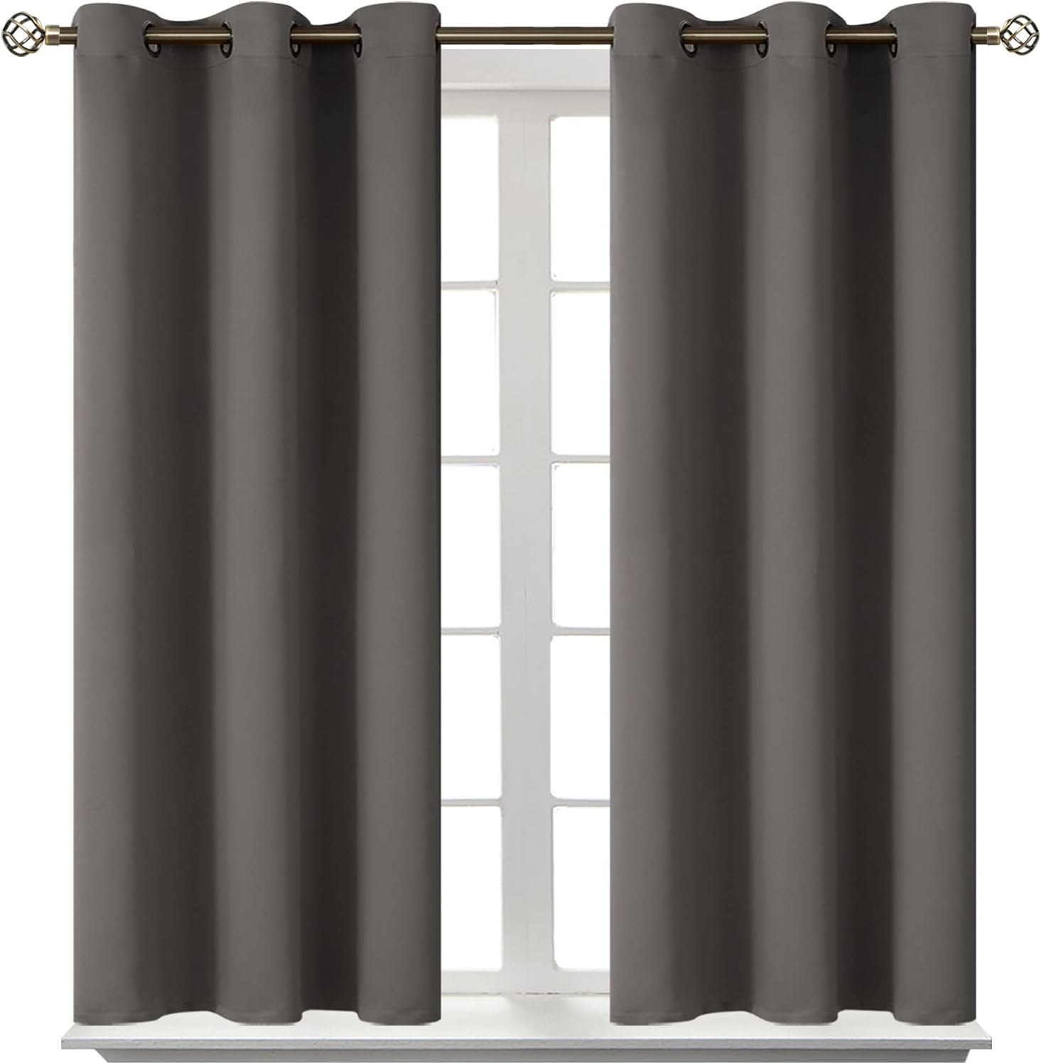 BGment Blackout Curtains for Bedroom - Grommet Thermal Insulated Room Darkening Curtains for Living Room, Set of 2 Panels (38 x 45 Inch, Gr…