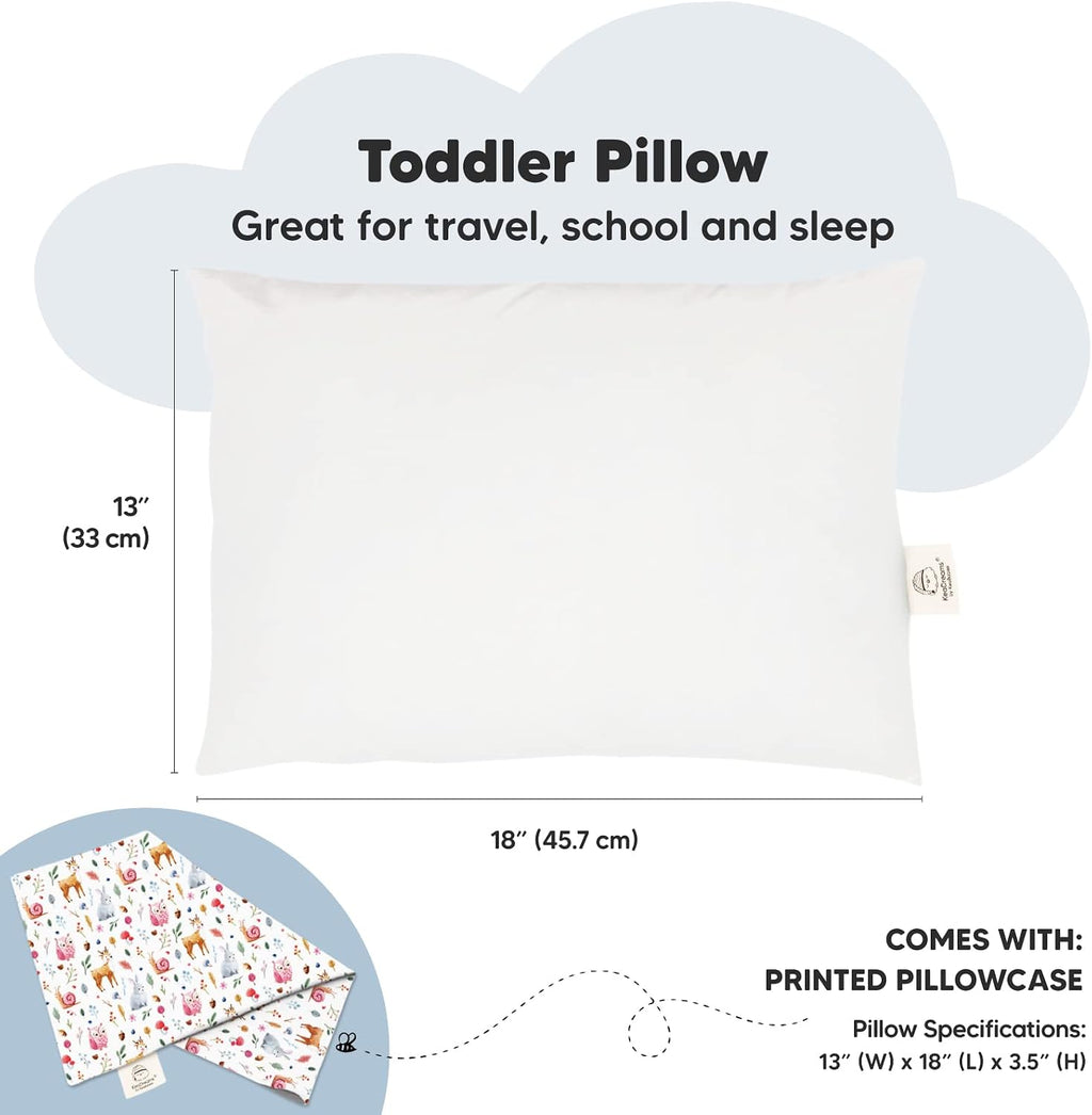 Toddler Pillow with Pillowcase - 13x18 My Little Dreamy Kids Travel Bed Pillows for Sleeping, Organic Cotton Small Pillowcase, Soft &…
