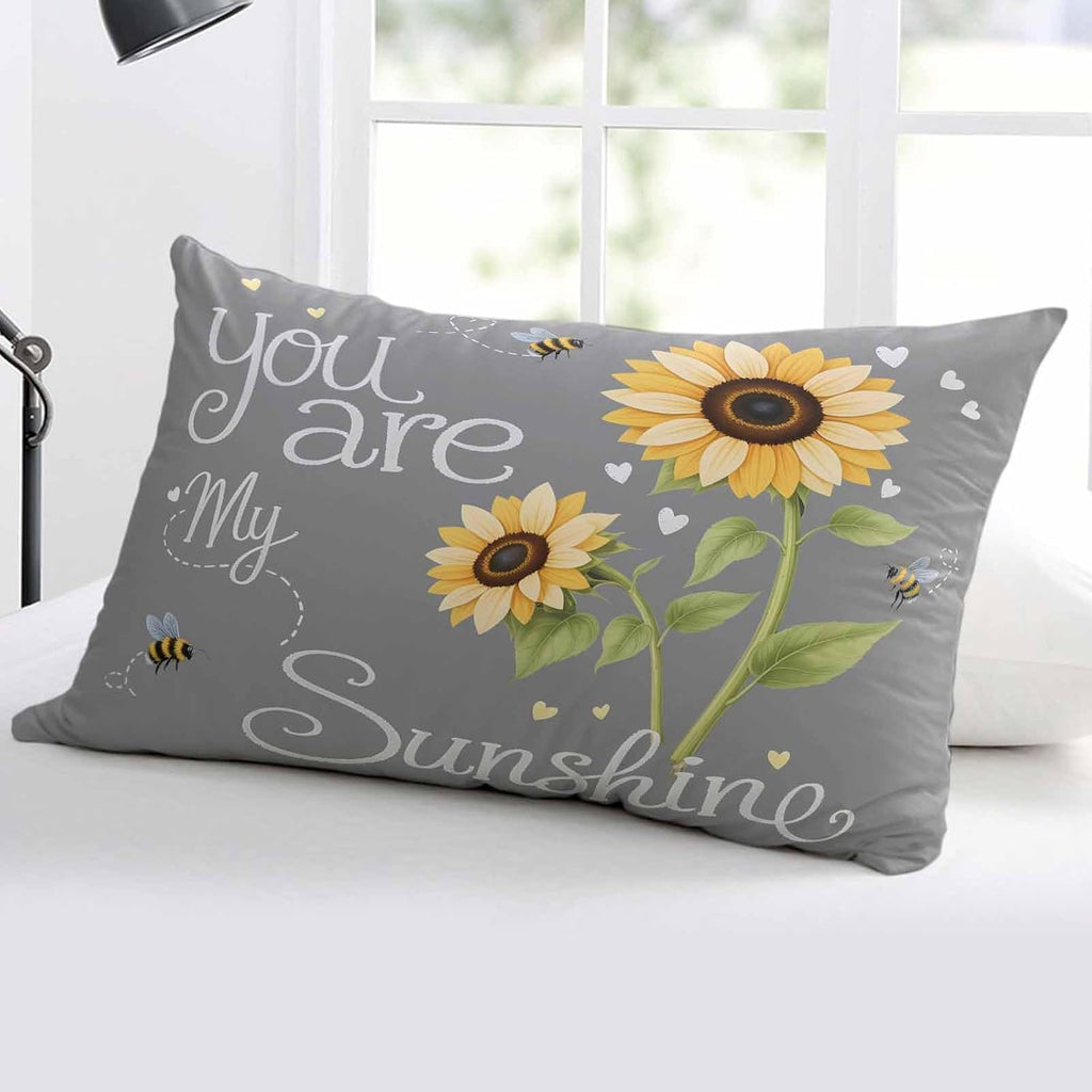 Rgaienmelw You Are My Sunshine Throw Pillow Covers Queen Size 20x30 Inches, Rectangle Decorative Pillowcase with Zipper, Yellow Sunflo…