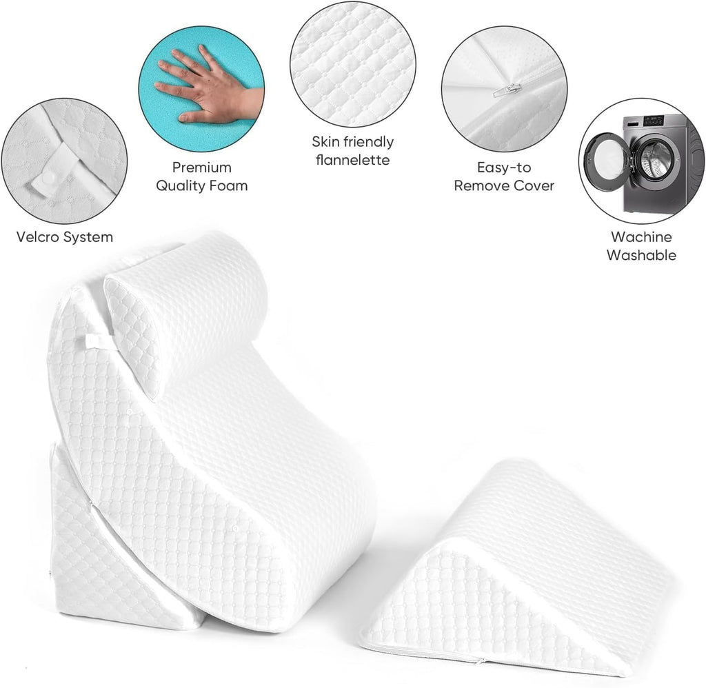 Oaisz 4 PCS Wedge Pillow Set for After Surgery, Memory Foam Orthopedic Bed Wedge Pillow Set, Adjustable Bed for Sleeping, Acid Reflux Relie…