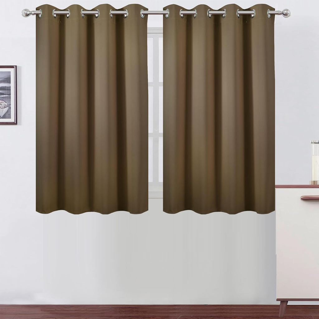 Lemomo Brown Thermal Blackout Curtains/52 x 45 Inch/Set of 2 Panels Room Darkening Curtains 45 Inch silver
