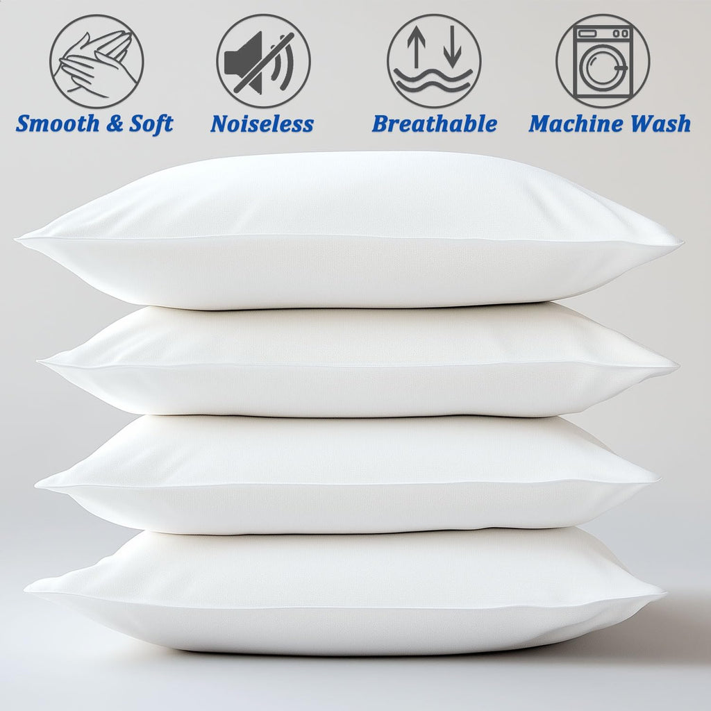 Precoco White Pillow Cases Standard Size Set of 2-100% Cotton Cozy & Soft Pillow Protectors with Zipper Hidden 600 Thread Count Cooling Pil…