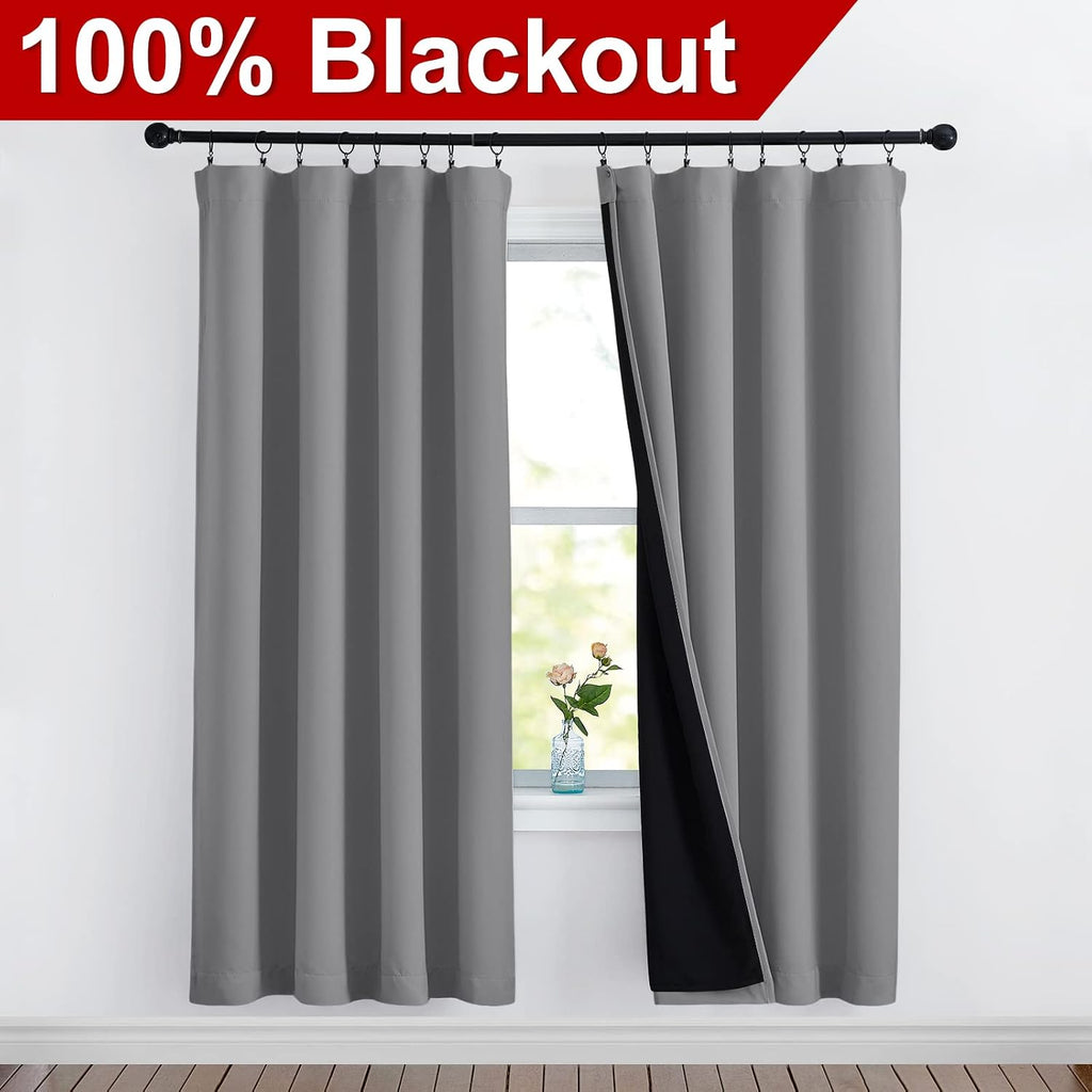 Nicetown Full Shade Curtain Panels, Pair of Energy Smart Rod Pocket Blackout Drapes for Guest Room Window, Thermal Insulated Guest Room Lin…