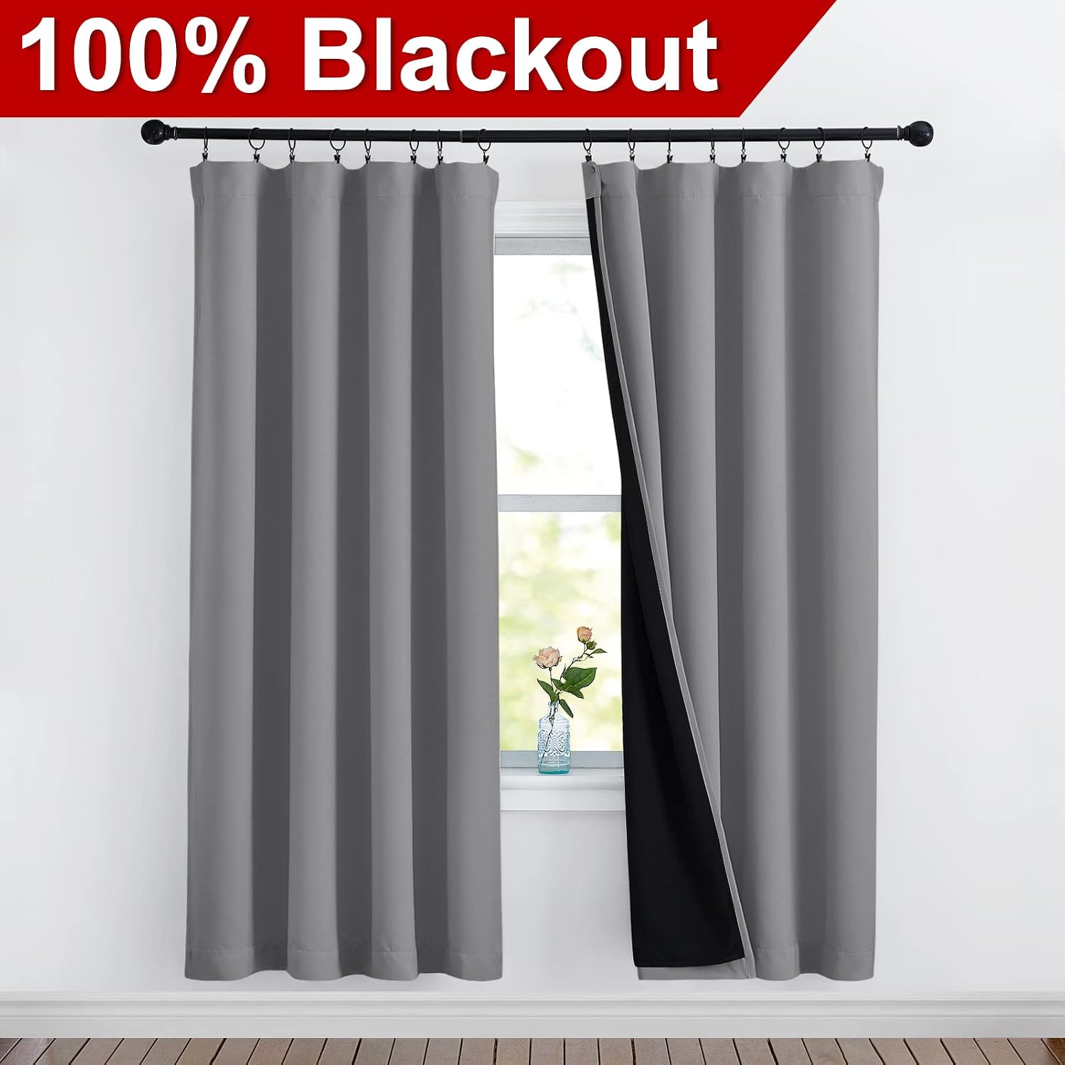 Nicetown Full Shade Curtain Panels, Pair of Energy Smart Rod Pocket Blackout Drapes for Guest Room Window, Thermal Insulated Guest Room Lin…