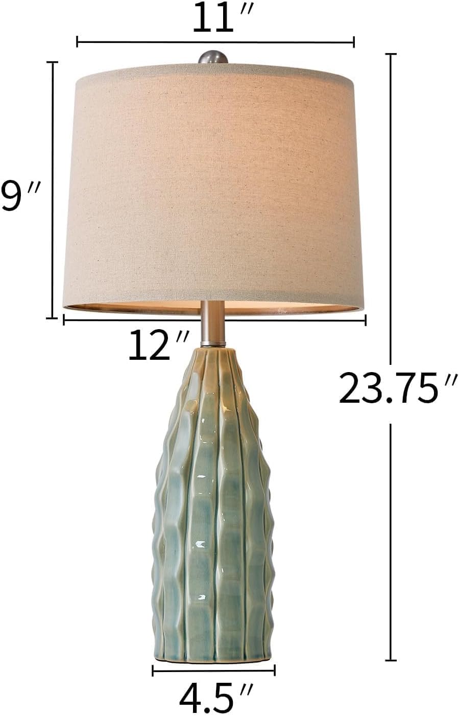 USumkky Ceramic Table Lamps Set of 2, 23.75" Modern Farmhouse Bedside Lamp - Green Nightstand Lamps for Bedroom, Boho Living Room End…
