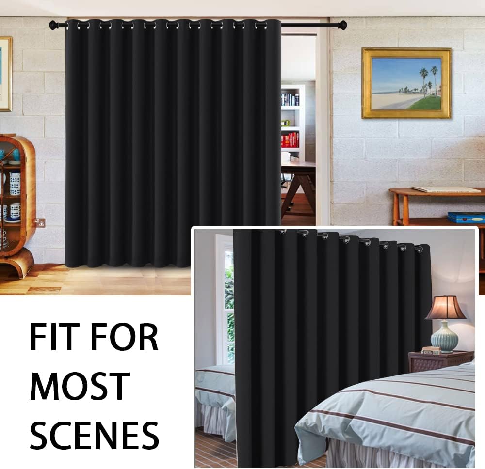 H.VERSAILTEX 100% Blackout Curtains for Sliding Glass Door Room Divider Curtains Noise Reduce Curtain Panel Portable Window Scr…