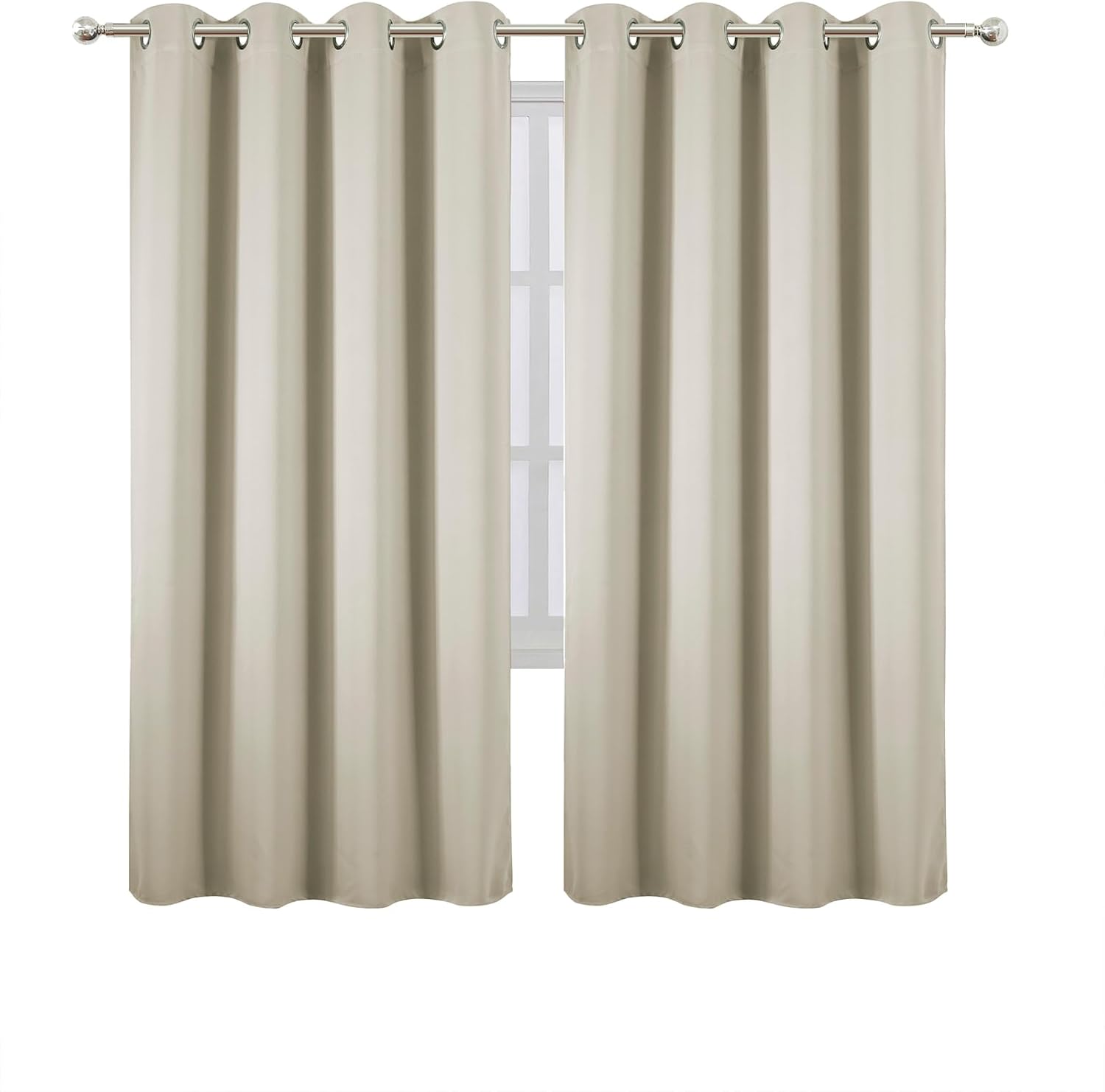 Lemomo Blackout Curtains 66 x 72 Inch Long Light Beige Curtains Set of 2 Panels Room Darkening Curtains for Bedroom and Living Room 72 Inch…